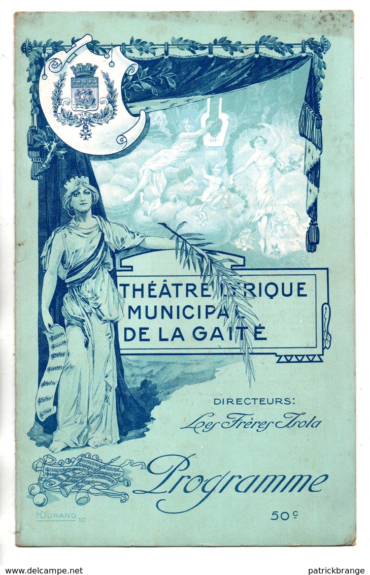 PROGRAMME . THÉÂTRE LYRIQUE DE LA GAÎTÉ . " BOCCACE ". Mme JANE ALSTEIN, M. CHADAL . FRANZ SUPPÉ - Réf. N° 17P - - Programmes