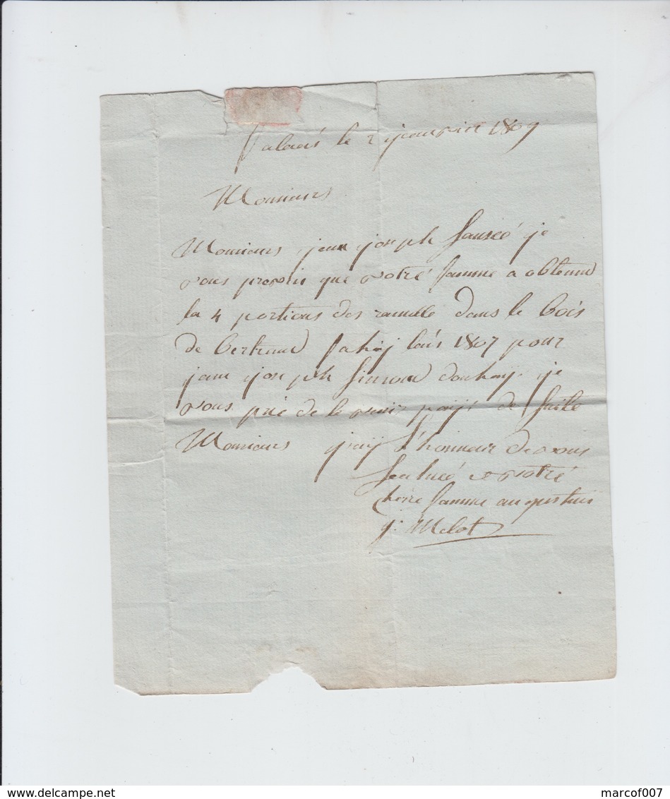 Lettre De Falaen Vers Onhaye  - 1809 - 1794-1814 (Période Française)