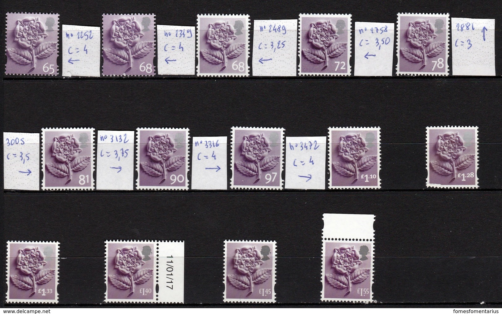 15 Timbres Différents  Neufs**, émission Régionale Angleterre, Rose Tudor, Timbres Entre 2001 Et 2019 - England