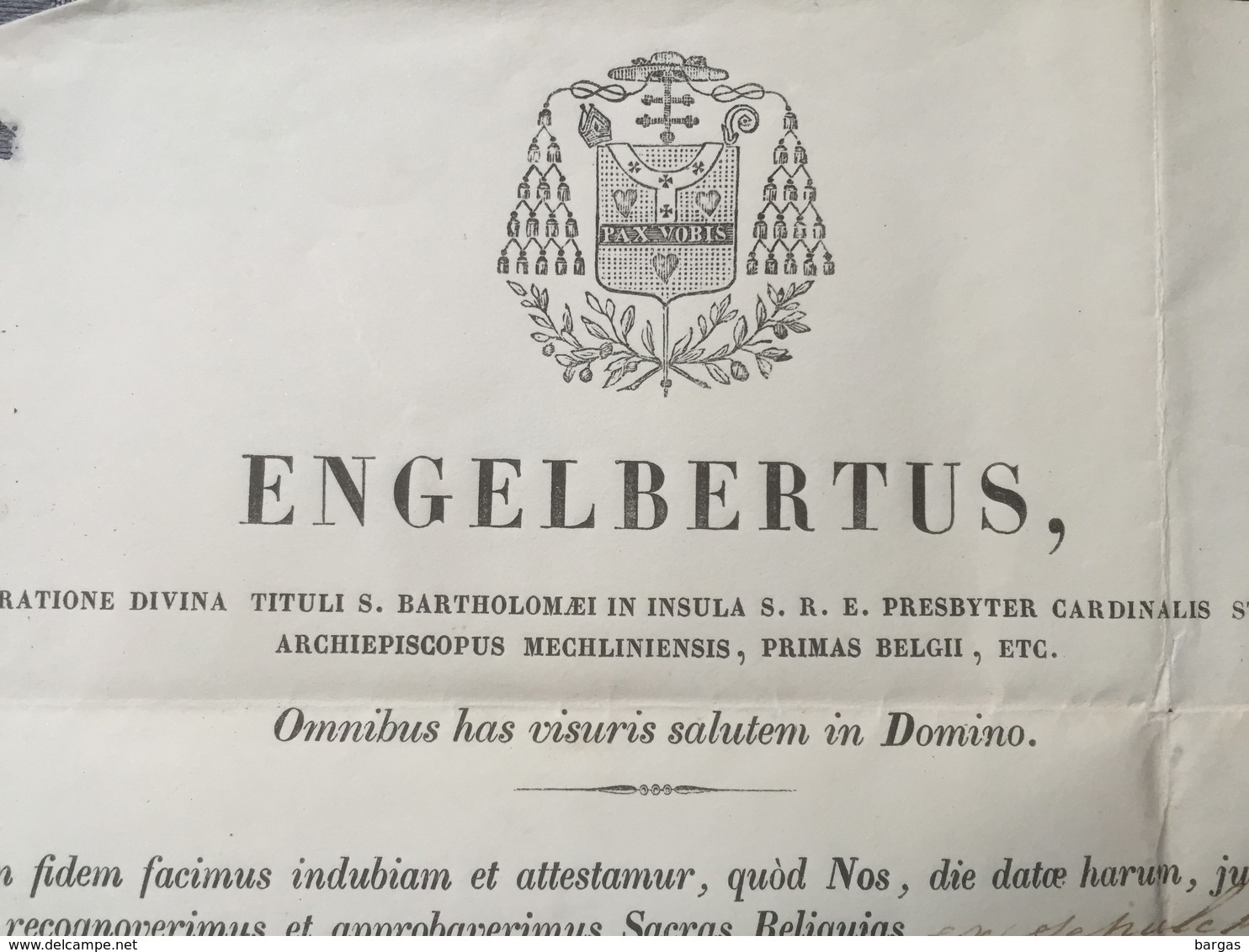 1844 Certificat De Reliquaire Relique - Religion & Esotérisme