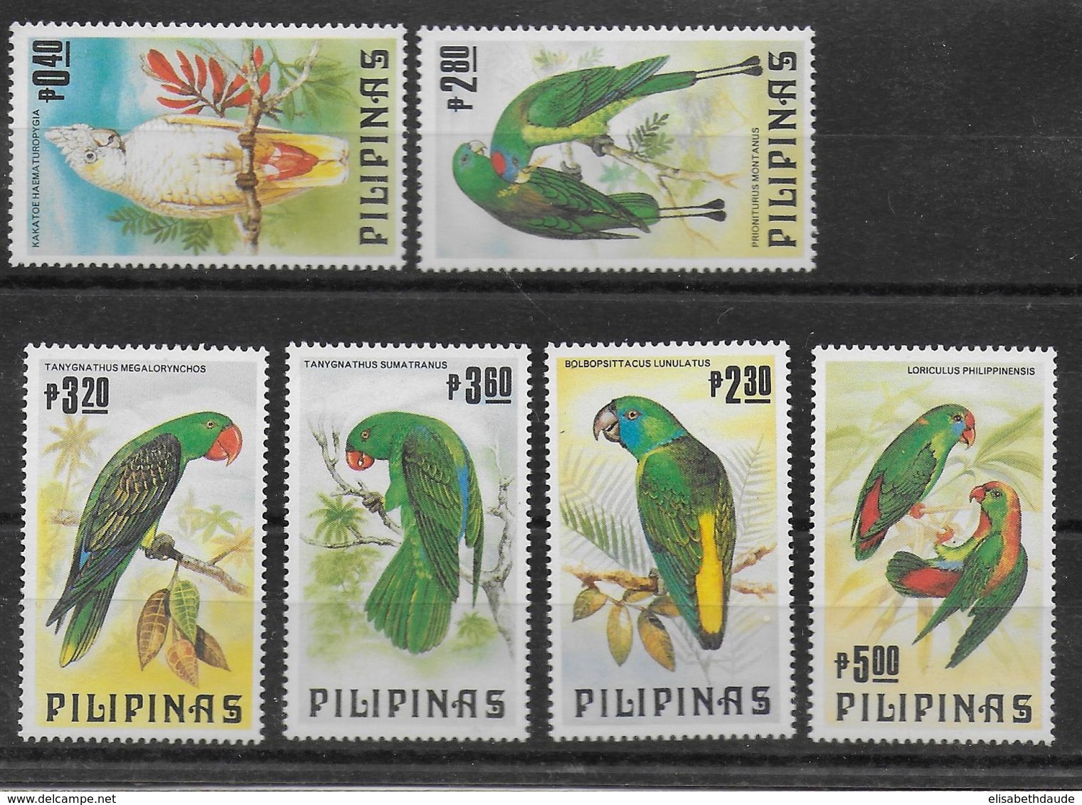 PILIPINAS - YVERT N° 1348/1353 ** MNH - OISEAUX - PERROQUETS - COTE = 18 EUR. - Filippine