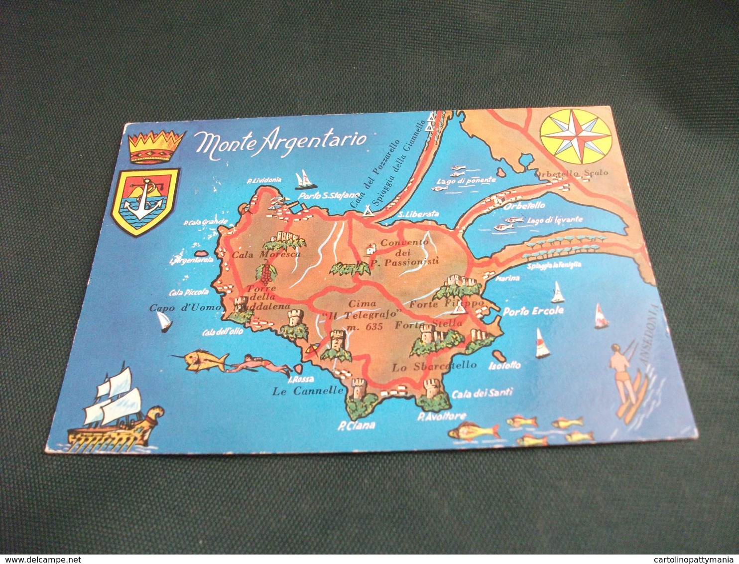 CARTA GEOGRAFICA MAP MONTE ARGENTARIO STEMMA - Carte Geografiche