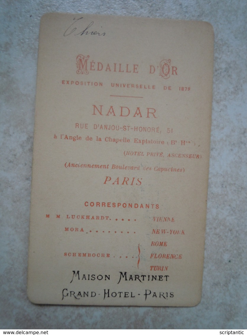 Photographie XIX°s NADAR Format Carte De Visite ADOLPHE THIERS - Oud (voor 1900)