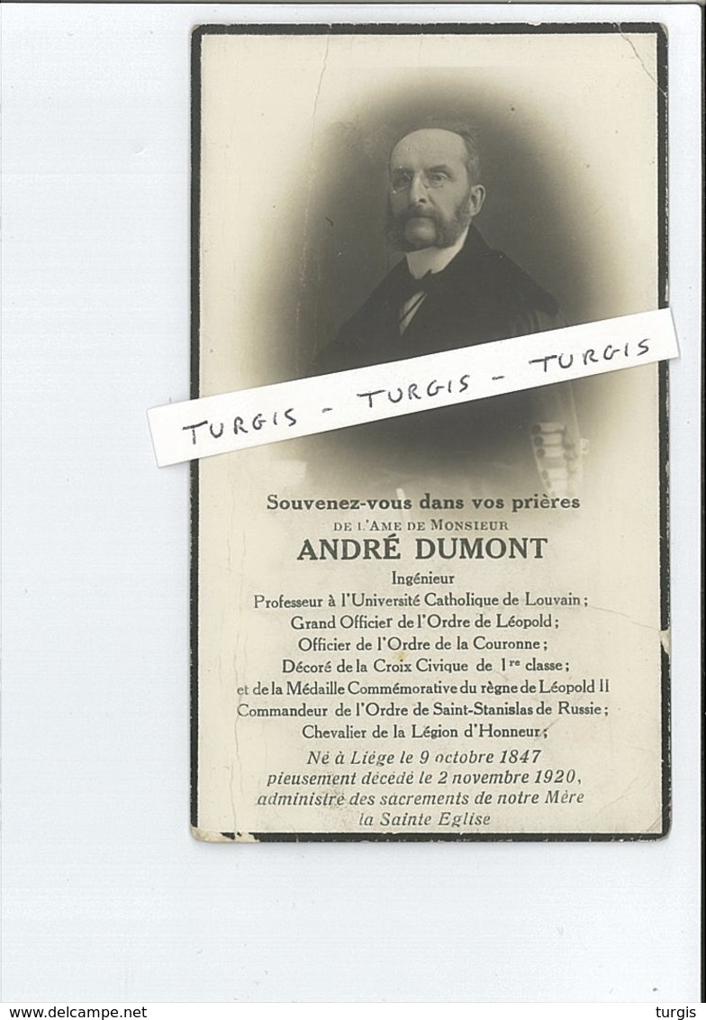 ANDRE DUMONT ° LIEGE 1847 + 1920 PROFESSEUR LEUVEN - Santini
