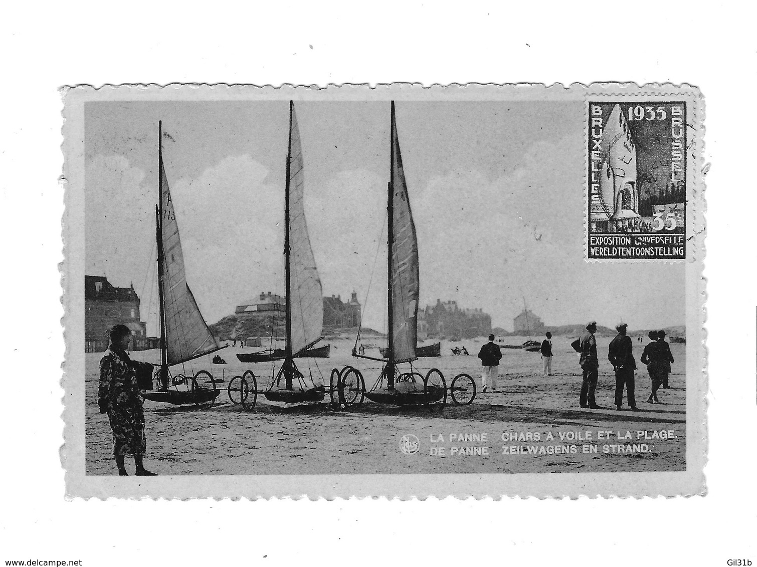 La Panne Chars à Voile Et La Plage. De Panne  Zeilwagens En Strand. - De Panne