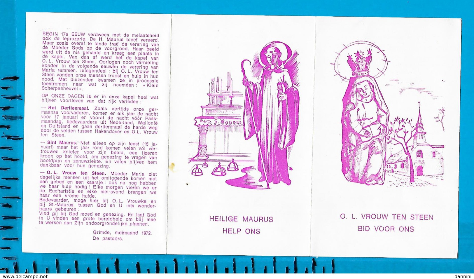 Holycard    Litanie   St. Maurus   O.L.V. Ten Steen   Tienen - Devotion Images