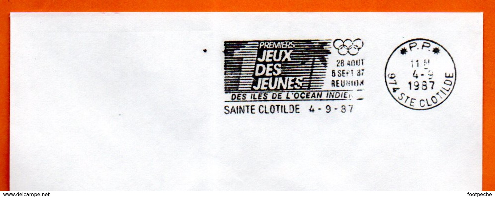 974  SAINT CLOTILDE  1° JEUX DES ILES DE L'OCEAN INDIEN 1987 Lettre Entière N° AB 820 - Oblitérations Mécaniques (flammes)