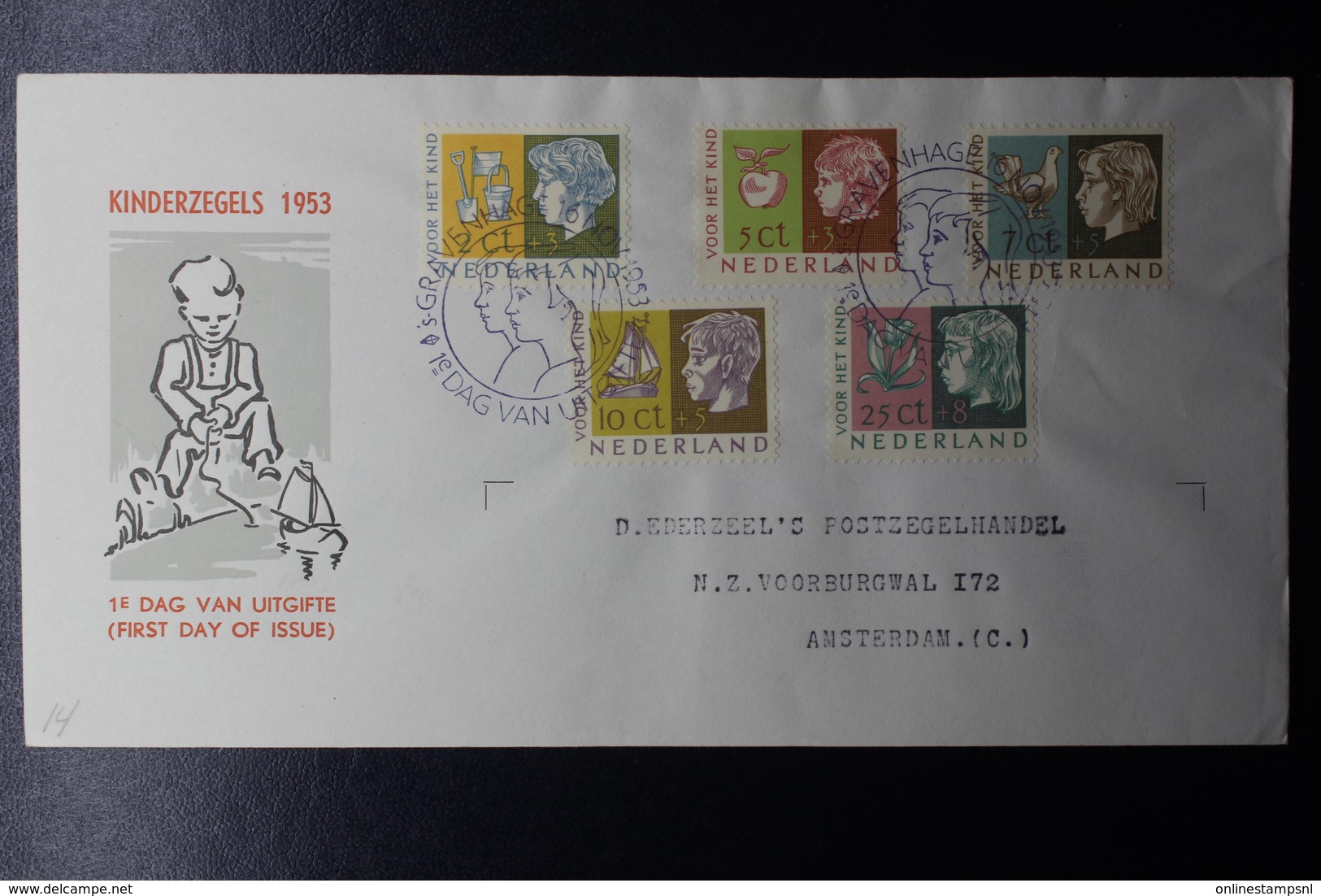 Netherlands: 13 Early FDC's Between 1953 - 1955  E15 And E43, With Typed Addresses CV NVPH 2020:  413 Euro - FDC