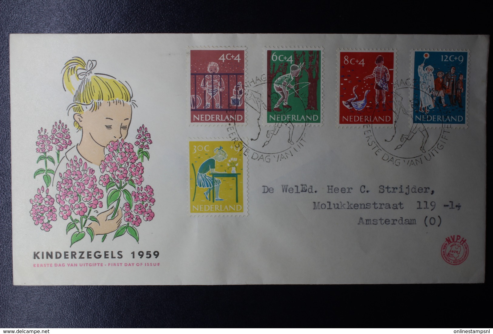 Netherlands: 13 early FDC's between 1953 - 1955  E15 and E43, with typed addresses CV NVPH 2020:  413 euro