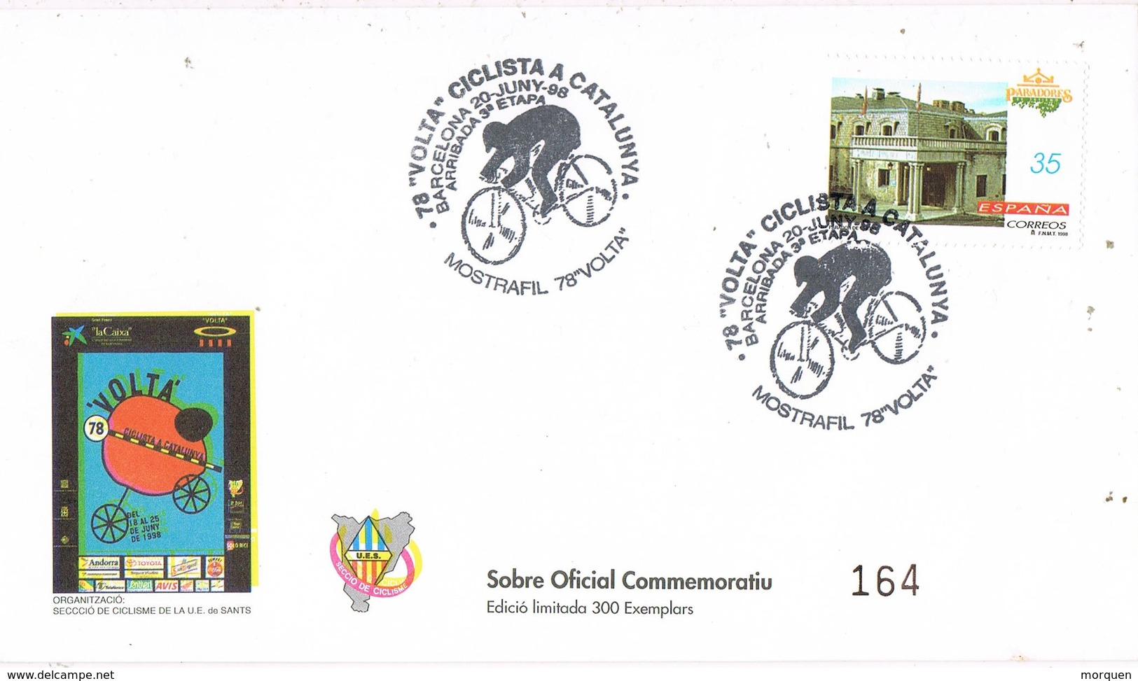 35434. Carta BARCELONA 1998. 78 Volta Ciclista Catalunya. Ciclismo. Numerada - Cartas & Documentos