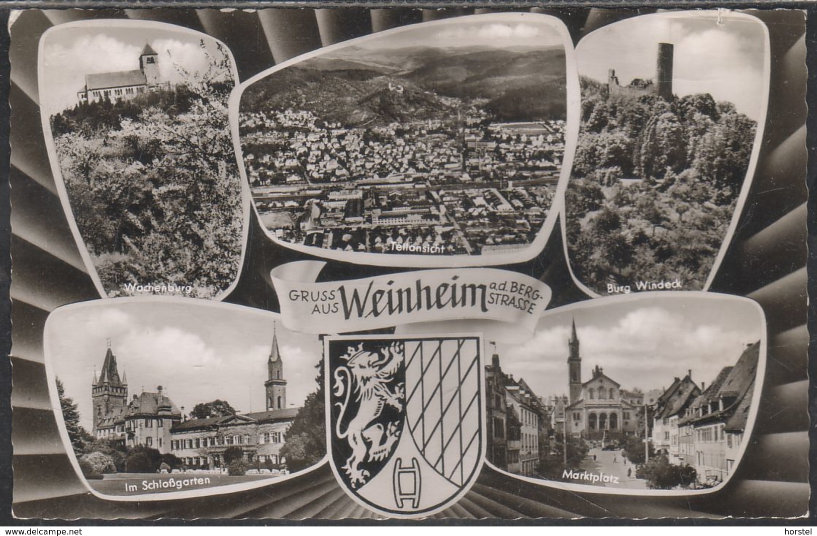 D-69469 Weinheim - Alte Ansichten - Marktplatz - Luftbild - Burg Windeck - Wachenburg - Nice Stamp - Weinheim