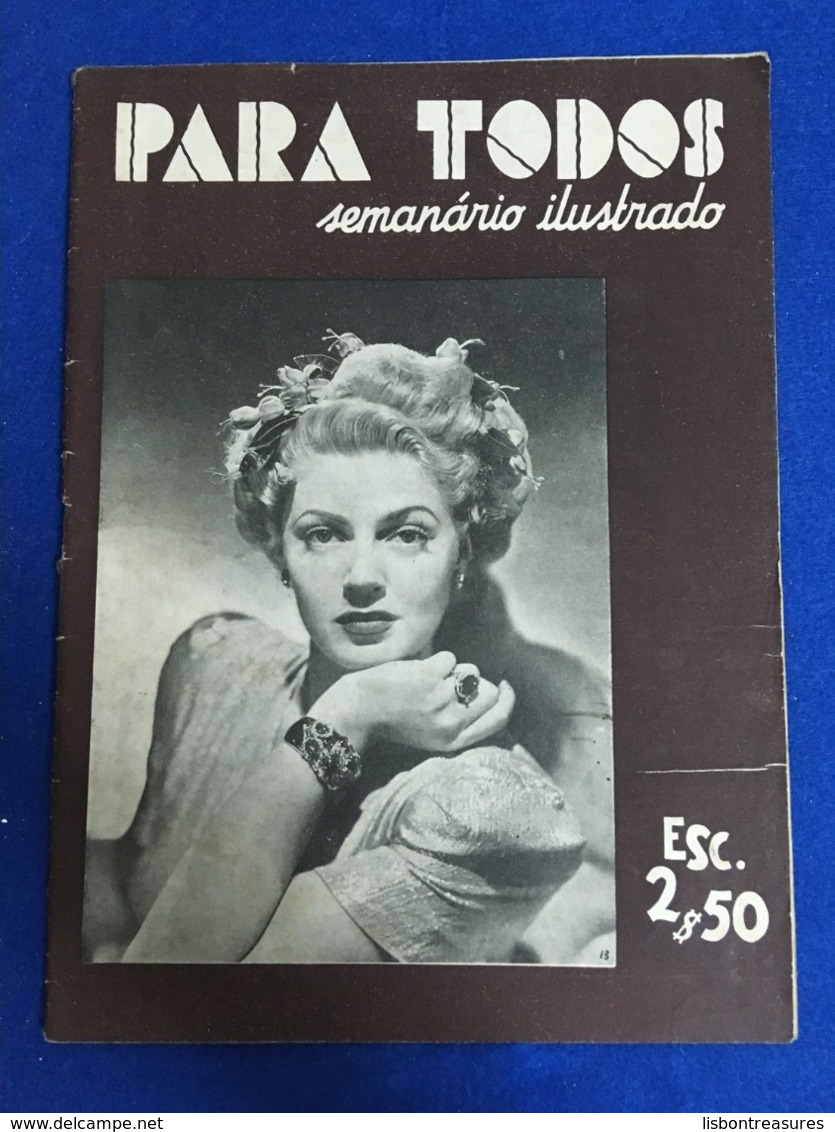 RARE PORTUGUESE MAGAZINE " PARA TODOS " W/ LARA TURNER ON COVER 1943 - Revues & Journaux