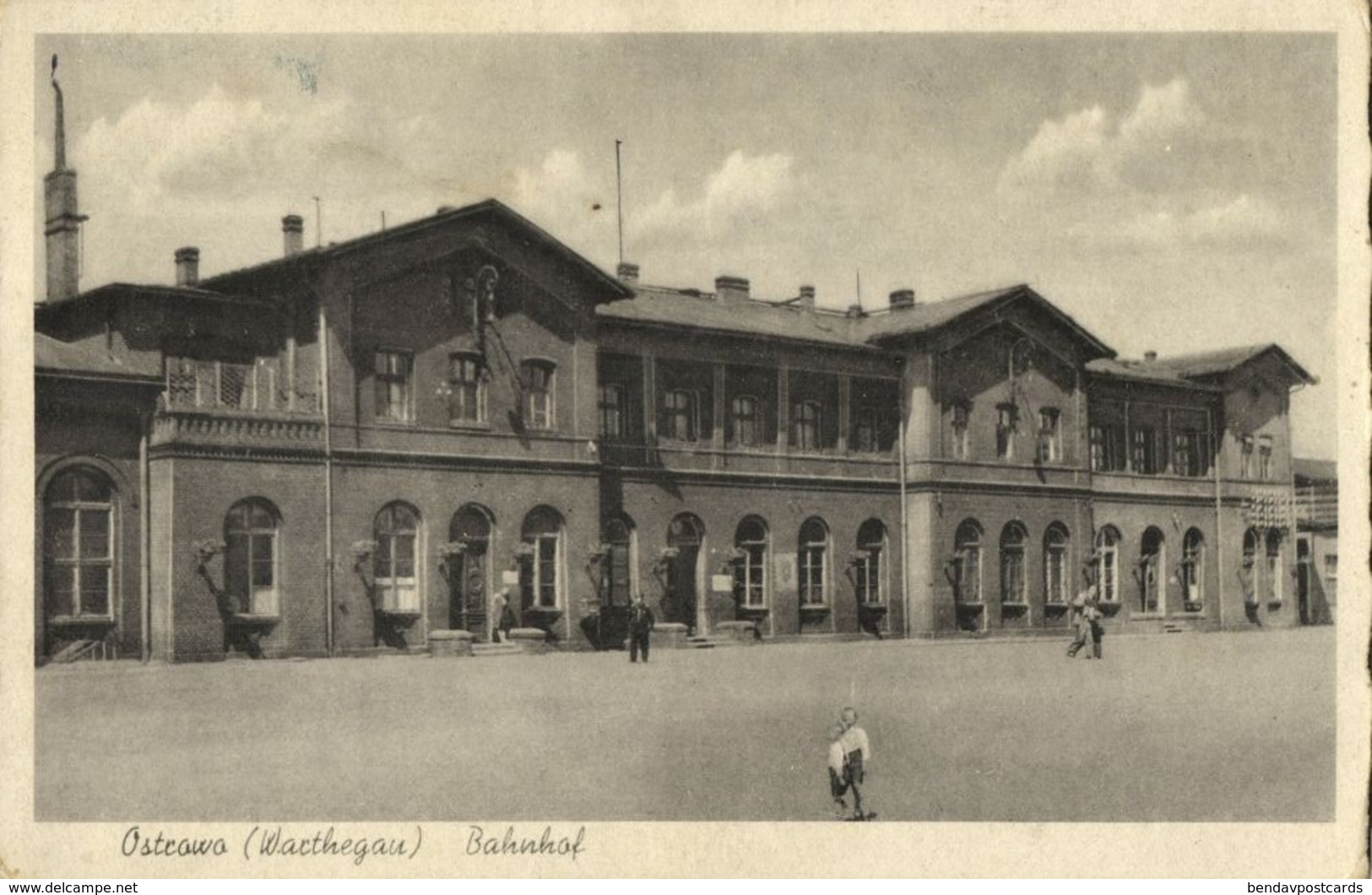 OSTROWO, Warthegau, Bahnhof, Railway Station (1940s) Polen AK - Posen