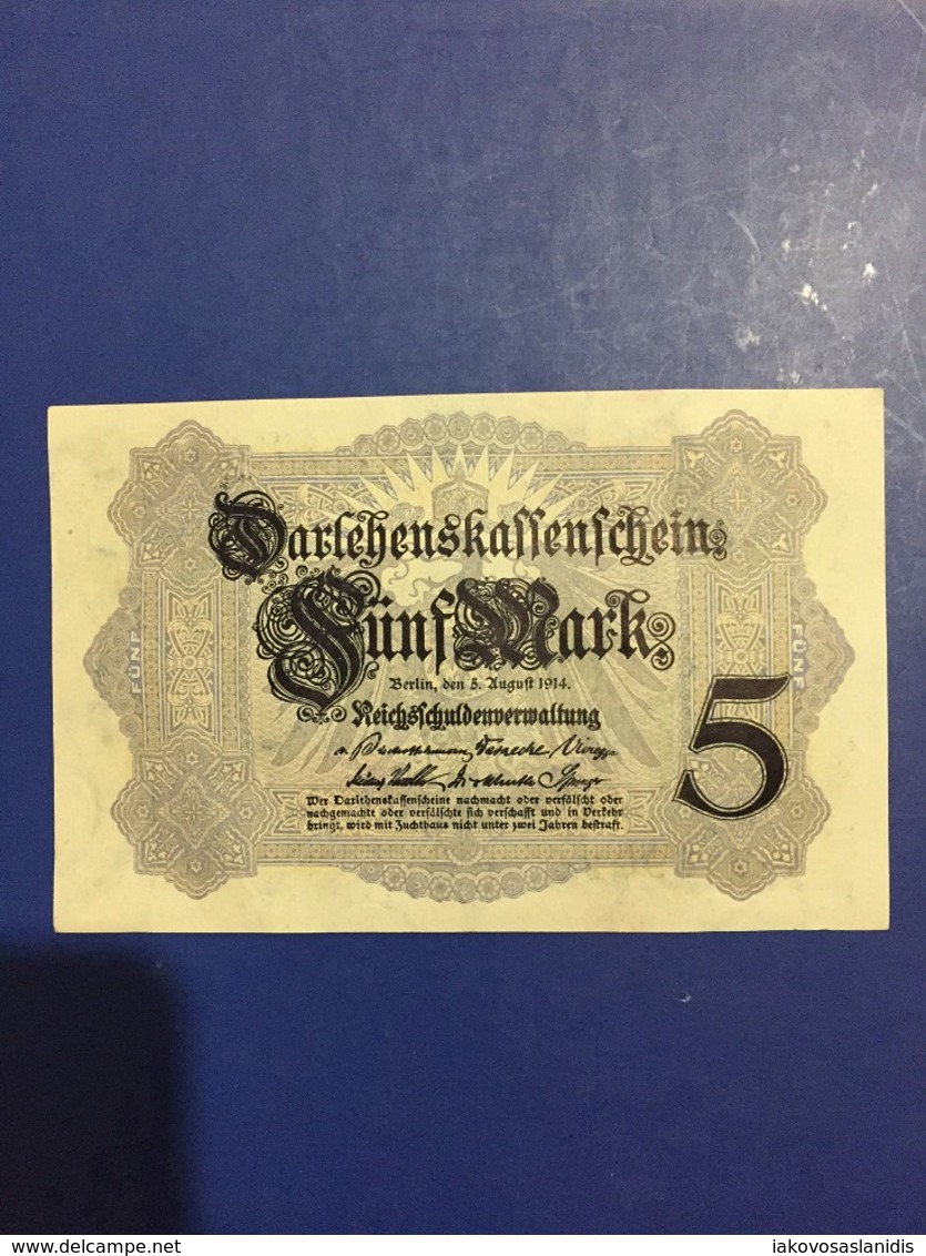 GERMANY 5 MARK 1914 UNC - 5 Mark