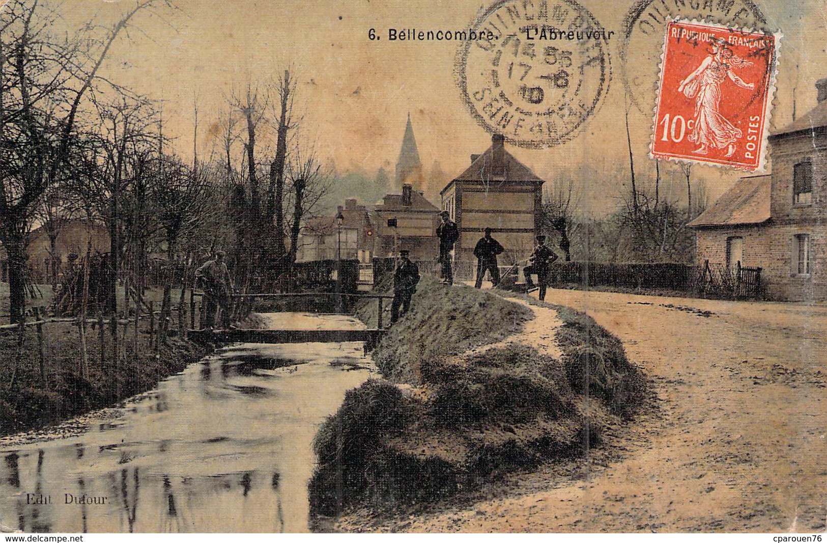 C P A  76  Seine Maritime Bellencombre L'abreuvoir Carte Animée 1910 - Bellencombre