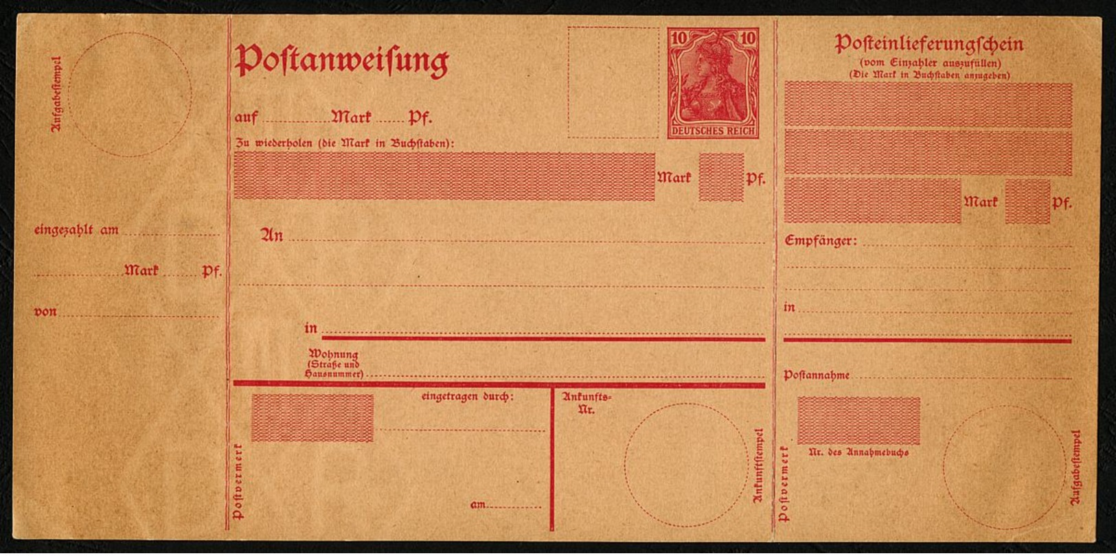 DT.REICH 1911, POSTEINLIEFERUNGSSCHEIN, A 35, KOMPLETT, UNVERWENDET - Sonstige & Ohne Zuordnung