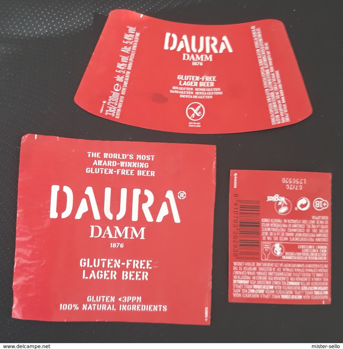 3 ETIQUETAS CERVEZA DAURA DAMM. USADO - USED. - Cerveza