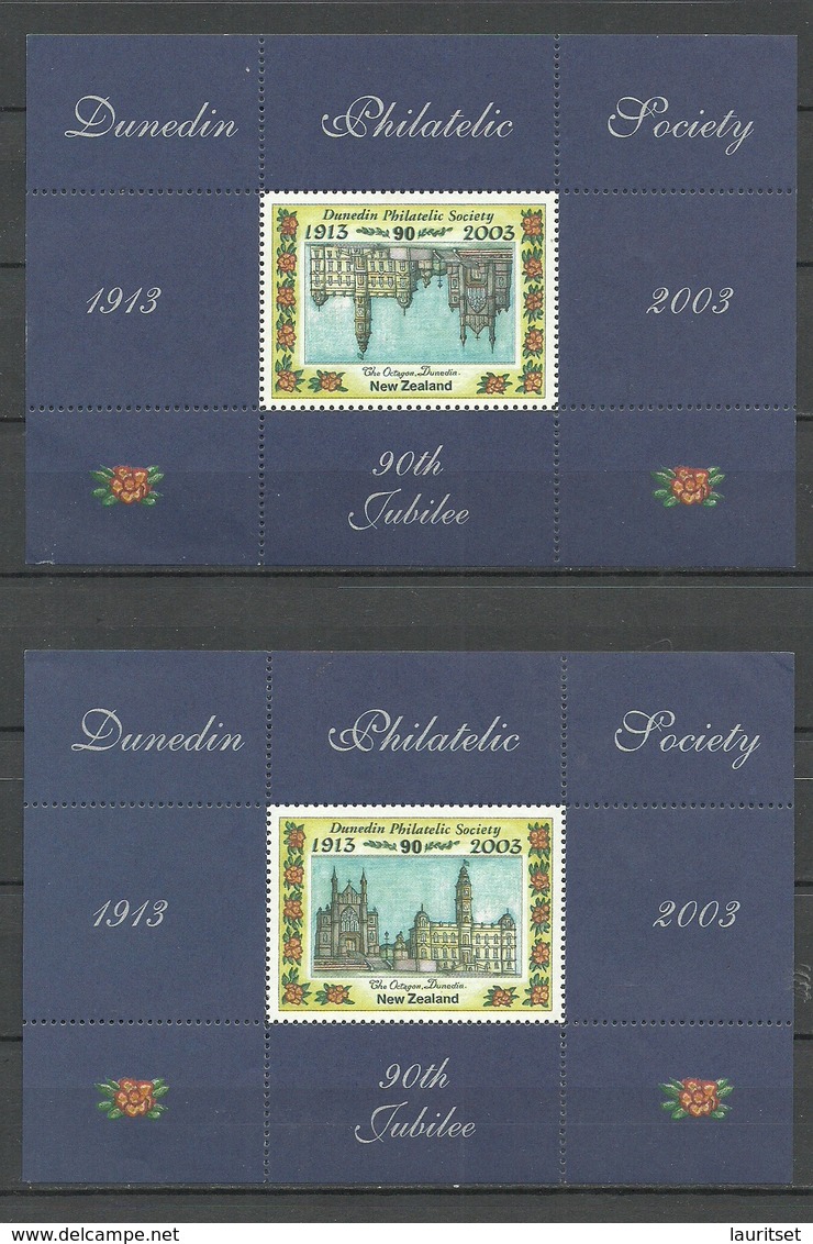 NEW ZEALAND 2003 Dunedin Philatelic Society S/S Blocks , One With ERROR Inverted Center MNH - Variétés Et Curiosités