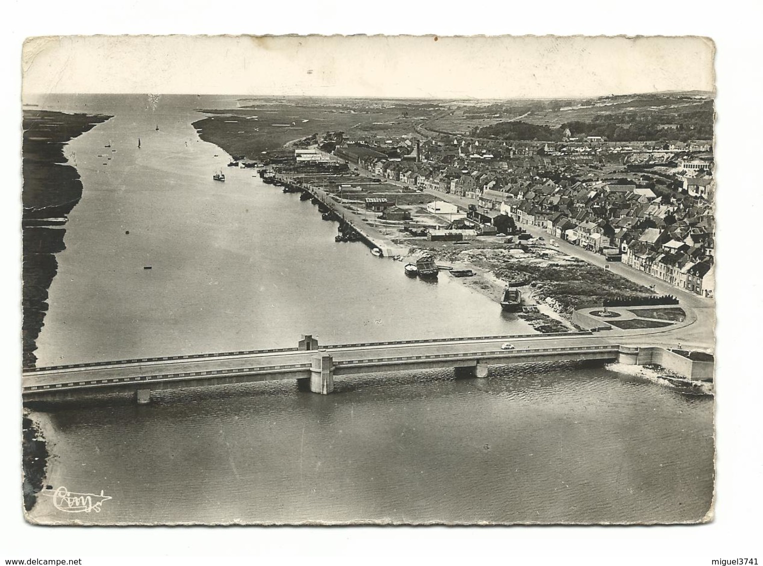 ETAPLES PONT SUR LA CANCHE VUE AERIENNE   - ANNEE 1950-CARTE ECRITE  Voir Detail Annonce - Etaples