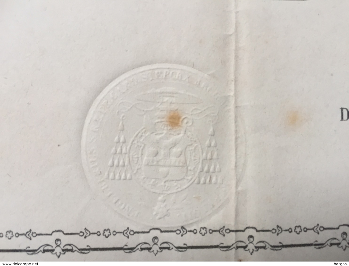 1865 Certificat De Reliquaire Relique - Religion & Esotérisme