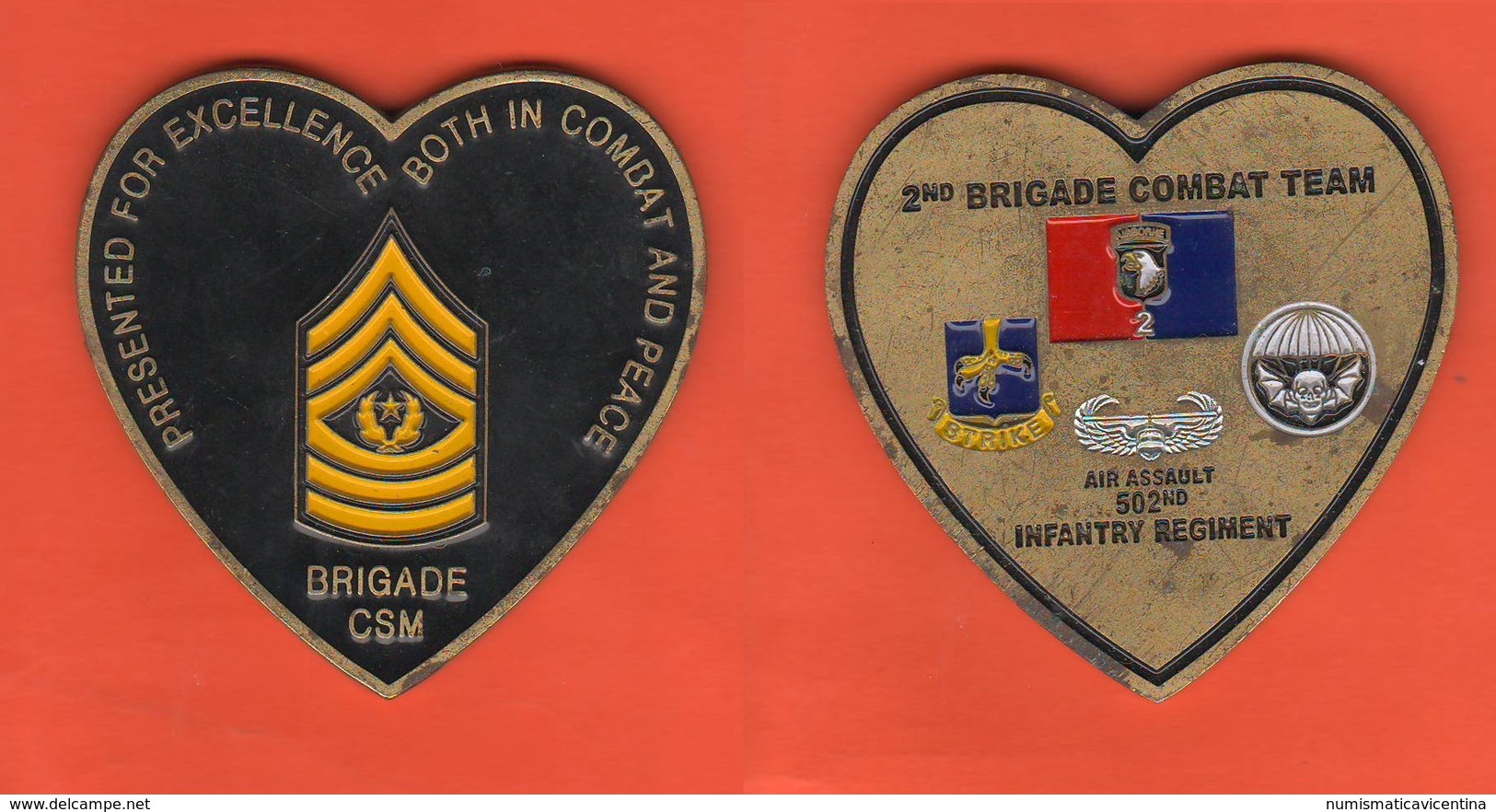 USA Medal Brigade Combat Team CSM  Excellence Both In Combat And Peace Medal American Military Corps - Estados Unidos