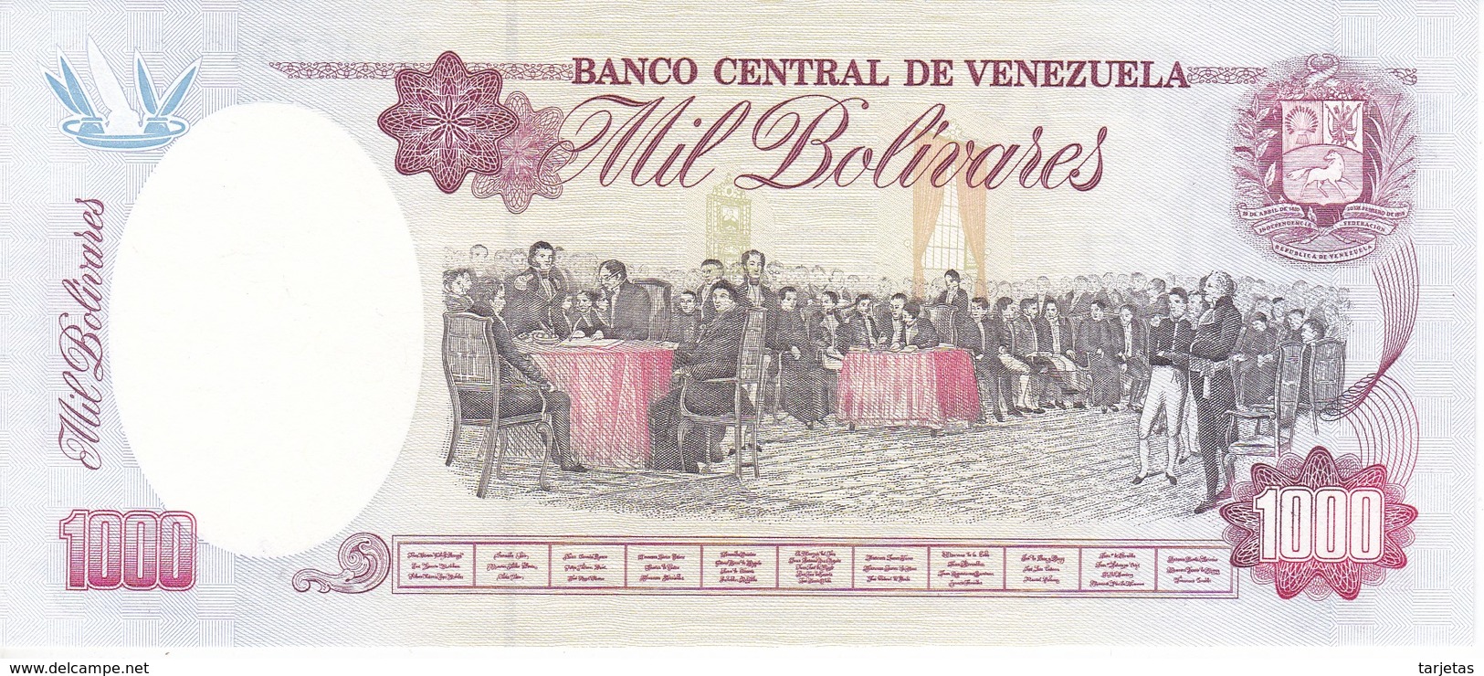 BILLETE DE VENEZUELA DE 1000 BOLIVARES DEL AÑO 1992 SIN CIRCULAR  (BANKNOTE) UNCIRCULATED - Venezuela