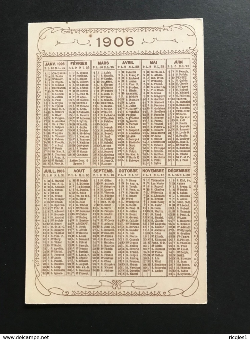 Calendrier 1906 Complet – La Kabilène - Small : 1901-20