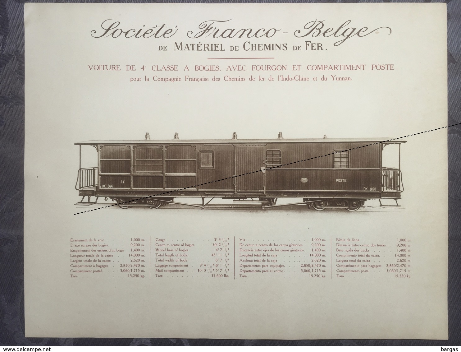 Affiche - Planche Train FRANCO BELGE DE MATERIEL DE CHEMINS DE FER Pour L'indo-chine Et Du Yunnan - Chemin De Fer