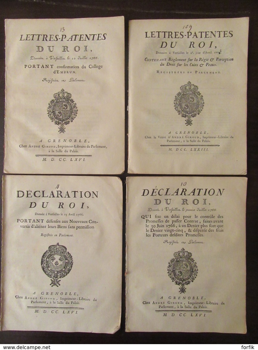 Epoque Louis XV - Bel Ensemble De Documents Du Dauphiné, A Grenoble, Dont Edit Du Roi, Lettres-Patentes - 1766 à 1773 - Historical Documents