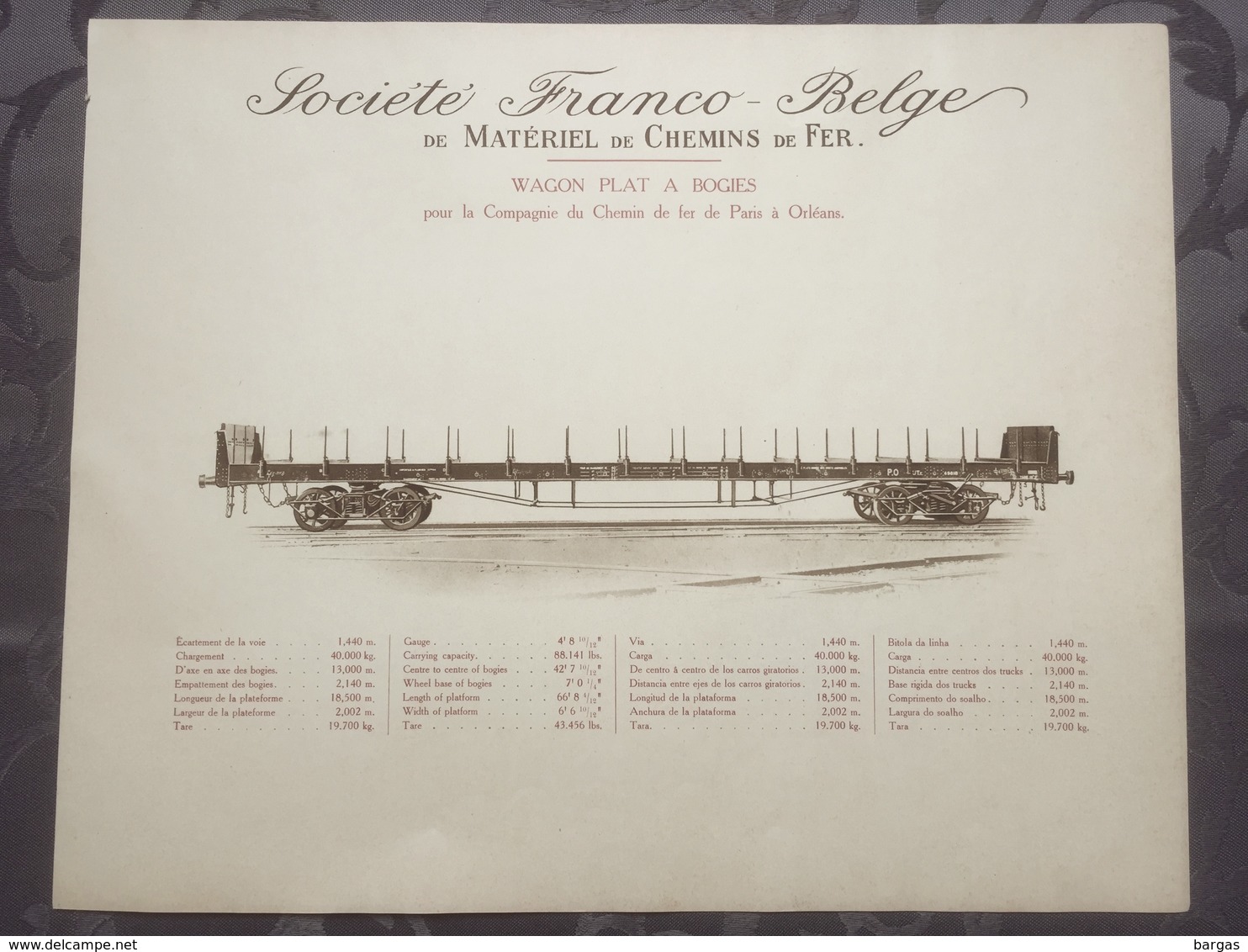 Affiche - Planche Train FRANCO BELGE DE MATERIEL DE CHEMINS DE FER Pour Chemin De Paris à Orléans - Chemin De Fer