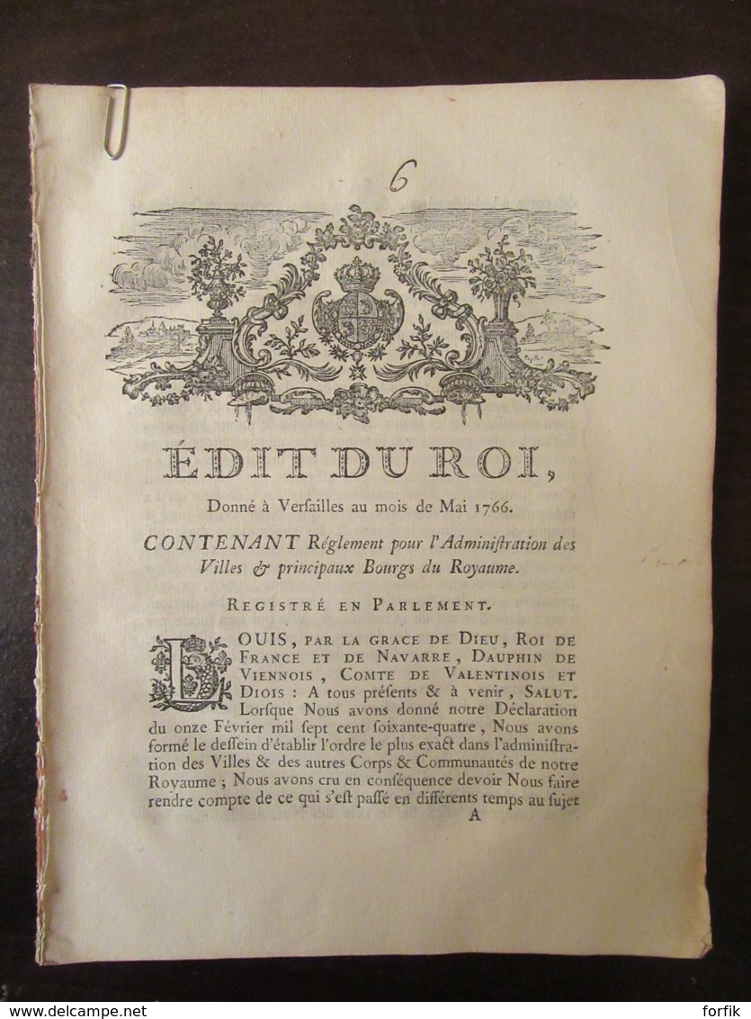 Epoque Louis XV - Documents Anciens Dont Lettres-Patentes, Déclaration Et Du Roi - 1766 - Historical Documents