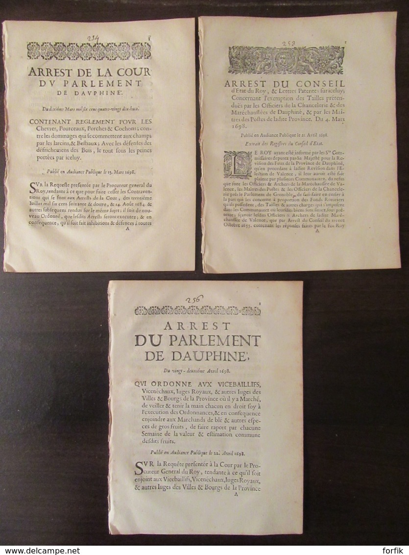 Epoque Louis XV - Documents Anciens Dont Edit Et Déclaration Du Roy, Notamment Pour Le Dauphiné - 1698 - Historical Documents