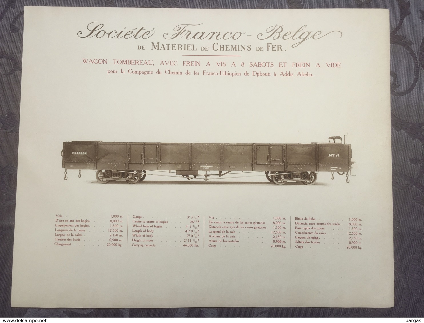 Affiche - Planche Train FRANCO BELGE DE MATERIEL DE CHEMINS DE FER Franco Ethiopien éthiopie Djibouti Adis Abeba - Spoorweg