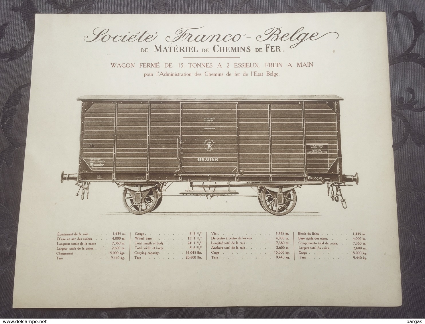 Affiche - Planche Train FRANCO BELGE DE MATERIEL DE CHEMINS DE FER De L'état Belge SNCB - Spoorweg