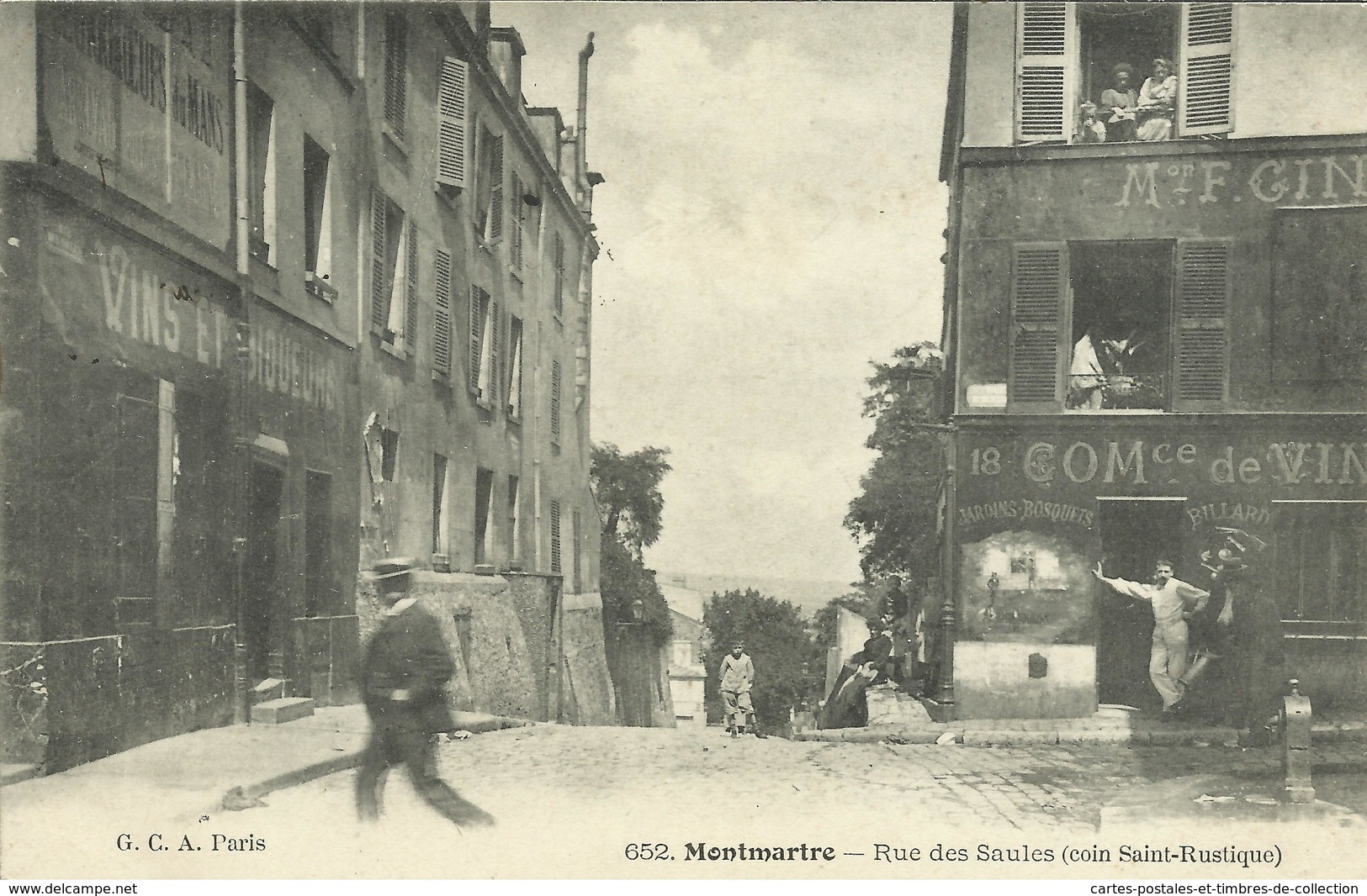 * PARIS - Montmartre 18° , Rue Des Saules ( Coin Saint Rustique ) , CPA ANIMEE , 1905 - District 18