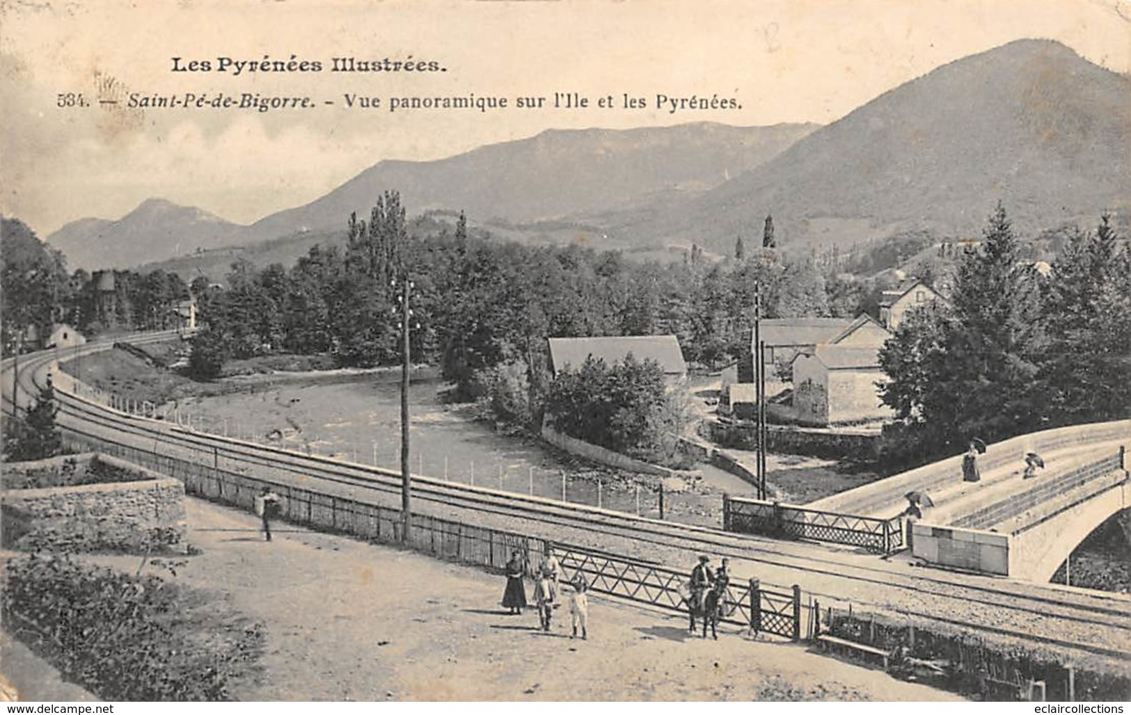 St Pé De Bigorre         65       Vue Sur L'Ile Et Les Pyrénées. Passage A Niveau         (voir Scan) - Saint Pe De Bigorre