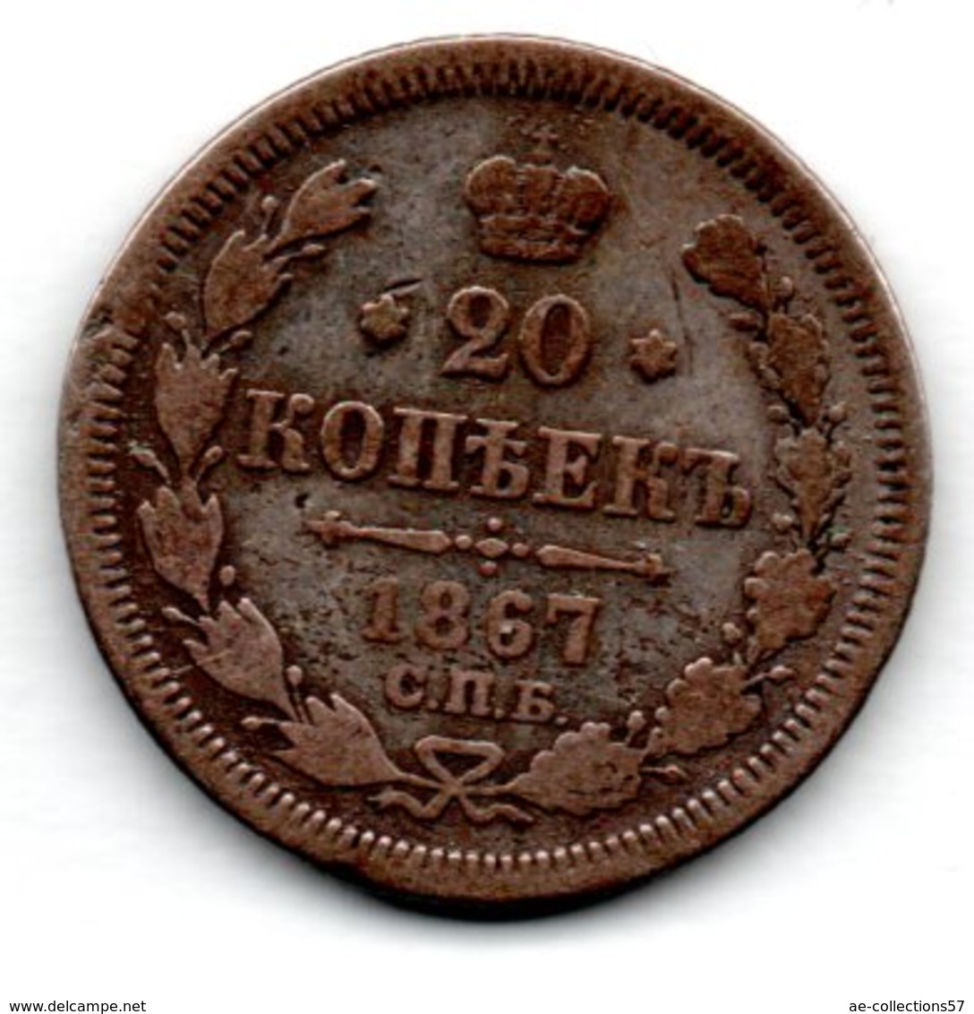 Russie-   20 Kopeks 1867 -- état  B - Russia