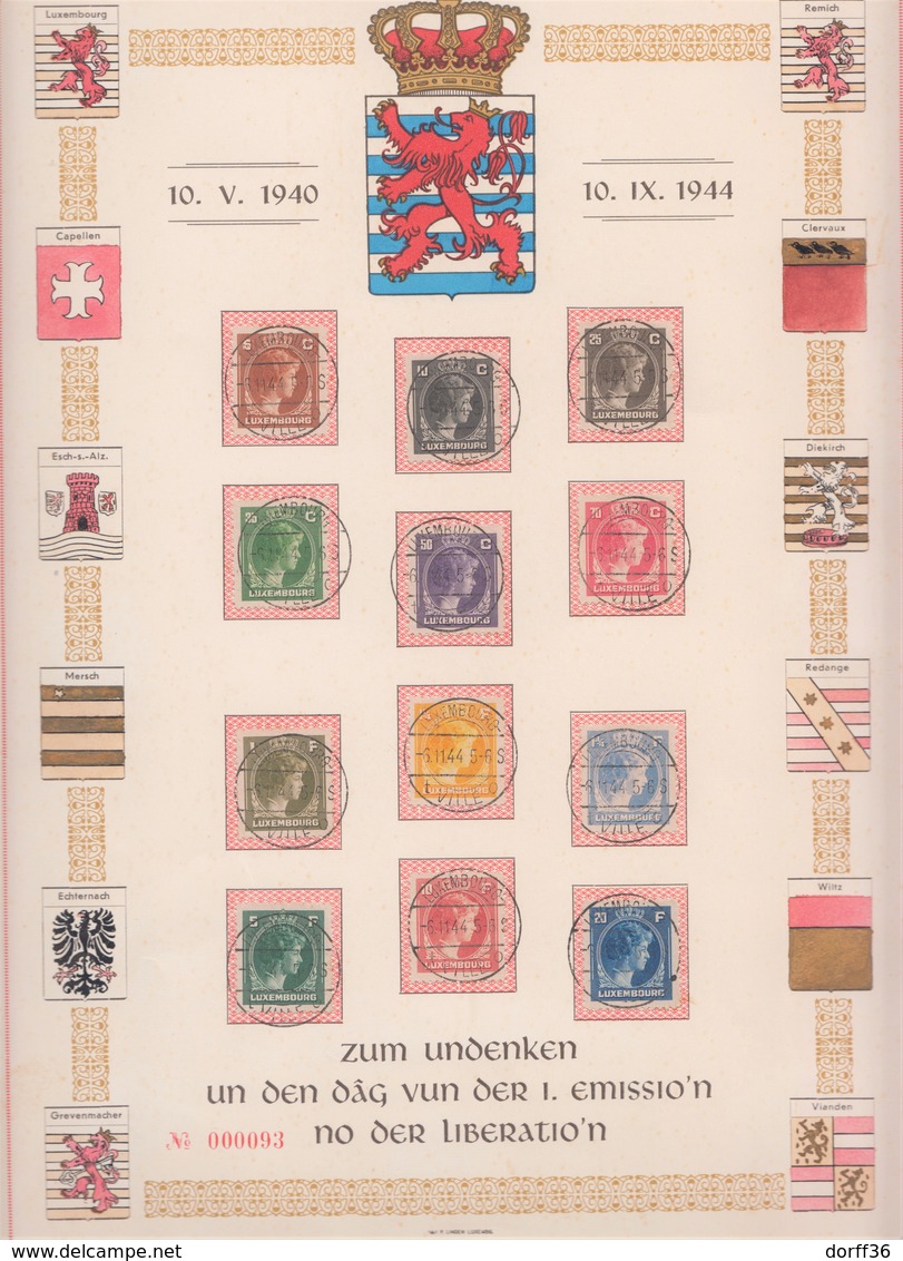 Gr.-Duchesse Charlotte 1944 - Gedenkblatt (aus Esch) Mit Ersttagsstempel - Privados