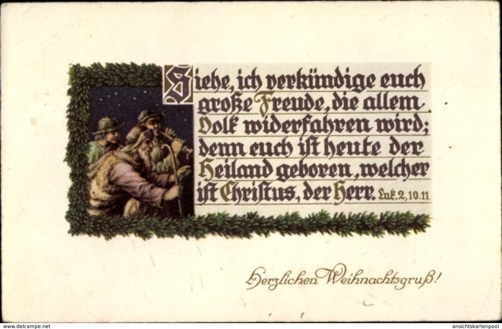 Cp Glückwunsch Weihnachten, Psalm Luk 2 10 11, Siehe, Ich Verkündige Euch Große Freude - Other & Unclassified