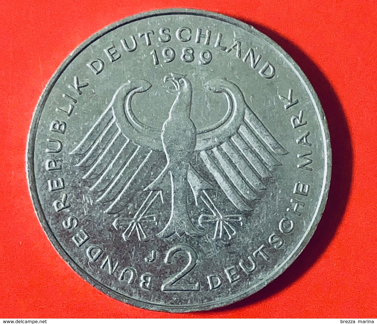 GERMANIA - 1989 - Moneta - Ludwig Erhard - Aquila - 2 Marchi  - 2 DM - 2 Marchi