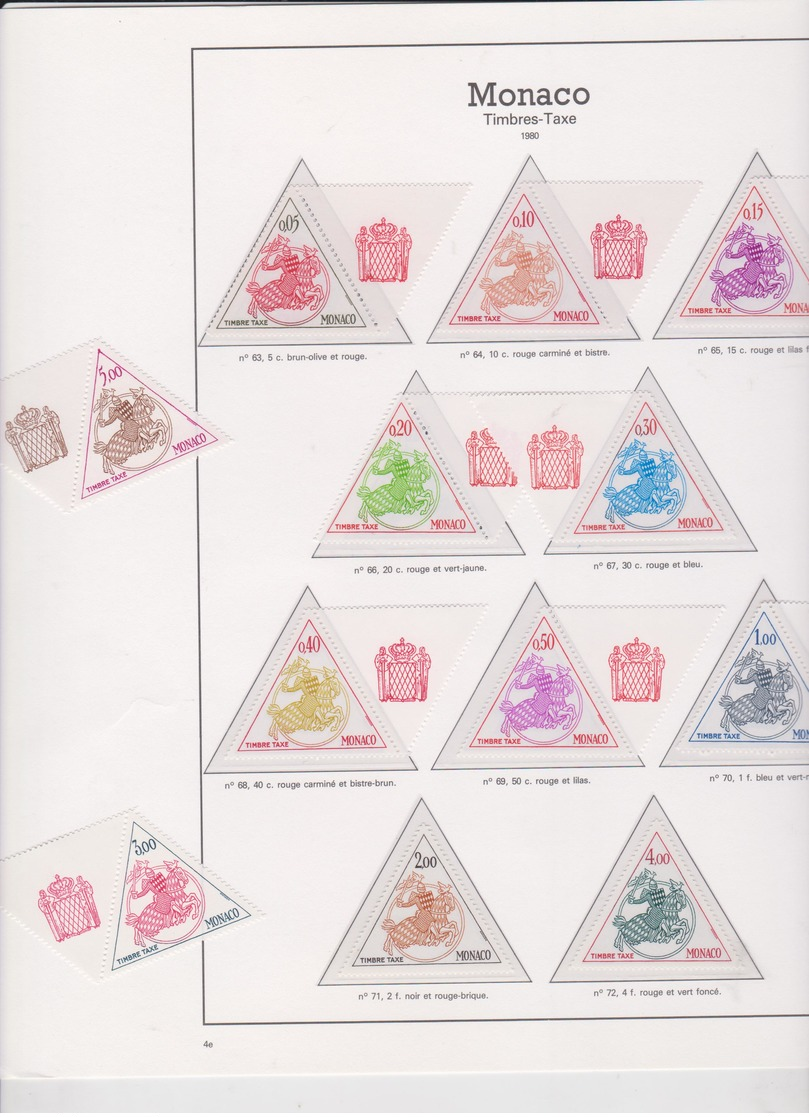 MONACO Timbres TAXE Séries Complètes 12 T Neufs Xx N°YT TA 63 à 74 - 1980-1983 - Postage Due