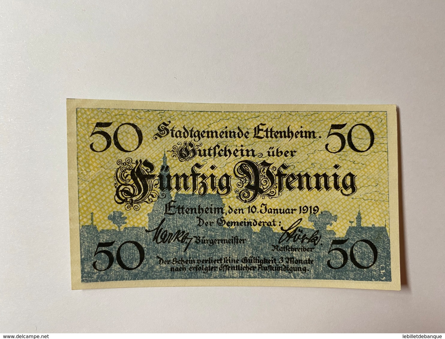 Allemagne Notgeld Ettenheim 50 Pfennig - Collections