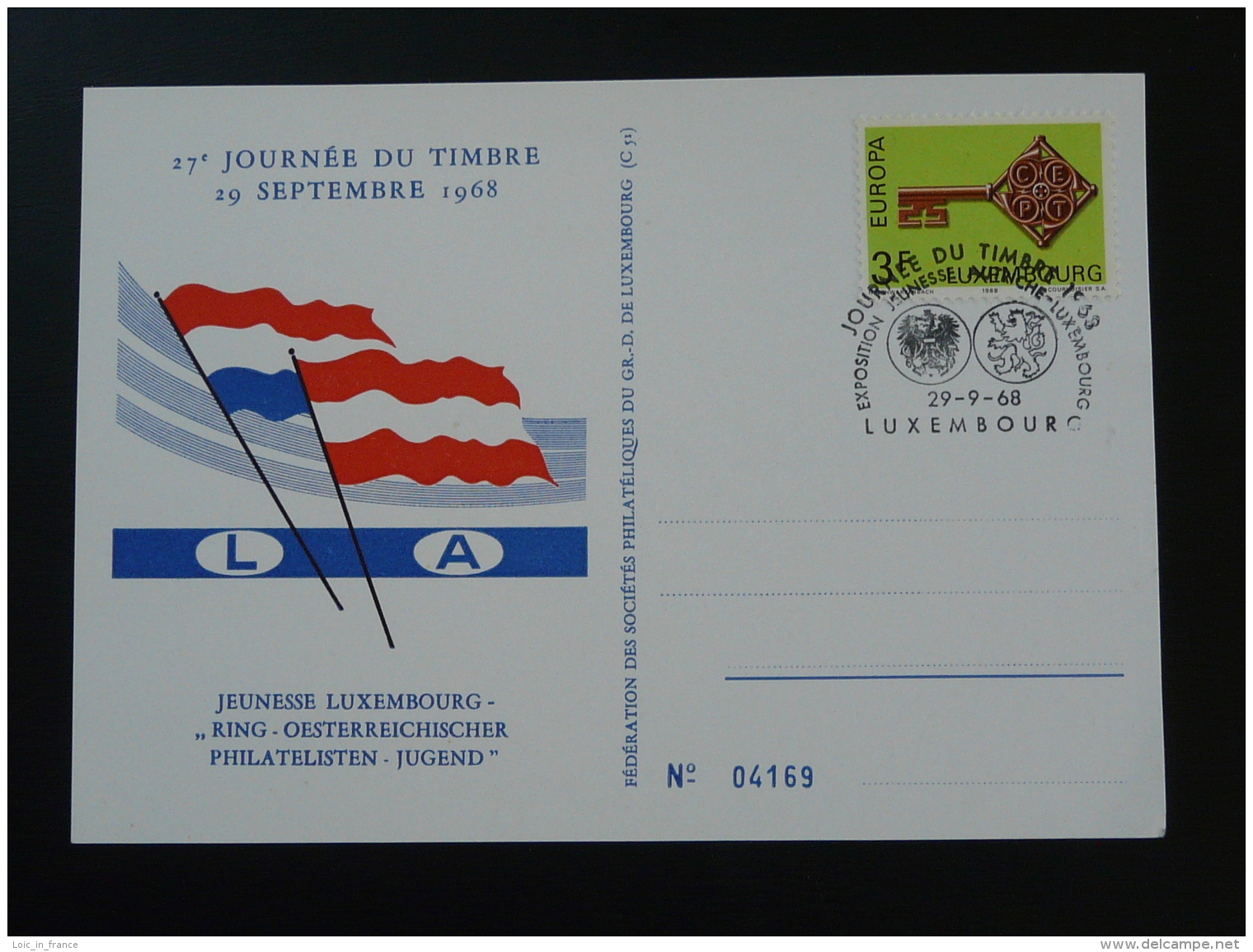 Carte Journée Du Timbre Luxembourg 1968 - Cartoline Commemorative