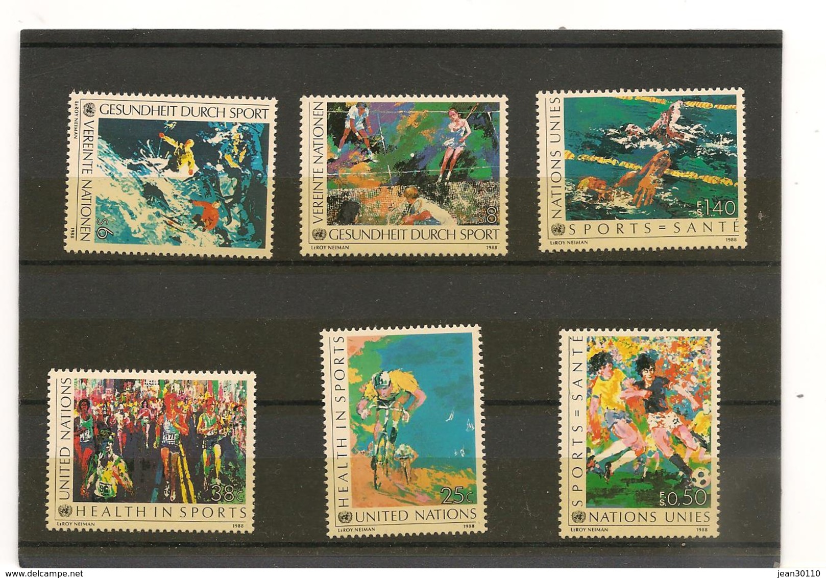 1988 LA SANTE PAR LE SPORT NEW YORK N° 519/20**- GENÈVE 169/70**-VIENNE 85/86** - New York/Geneva/Vienna Joint Issues