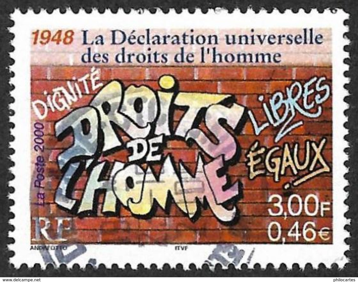 FRANCE  2000  -  Y&T 3354   - Droits De L'Homme   - Oblitéré - Used Stamps