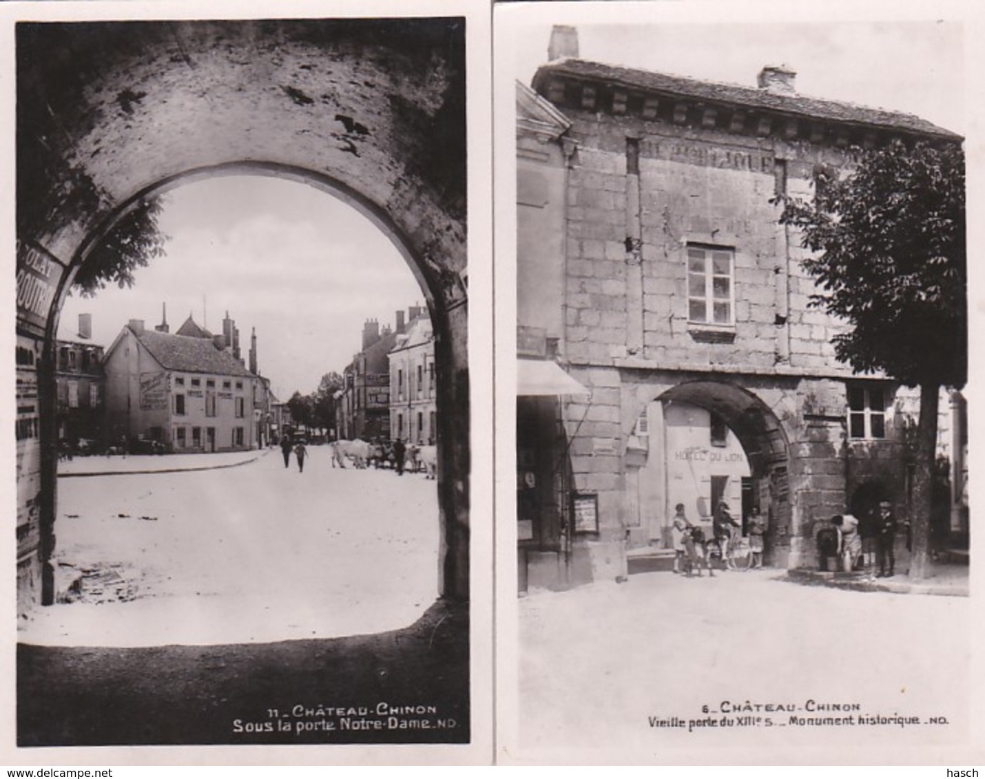 2833	37	Chateau Chinon, Vieille Porte Avec Hotel Du Lion – Sous La Porte Notre Dame Avec Hotel De La Poste (2 Cartes)(vo - Chateau Chinon