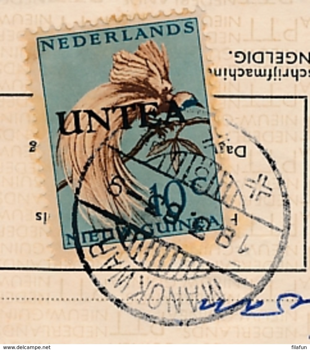 NNG / Untea - 1963 - 10 Cent Paradijsvogel Met UNTEA Opdruk Op Stortingsbiljet Van LBnr MANOKWARI/3 - Niederländisch-Neuguinea