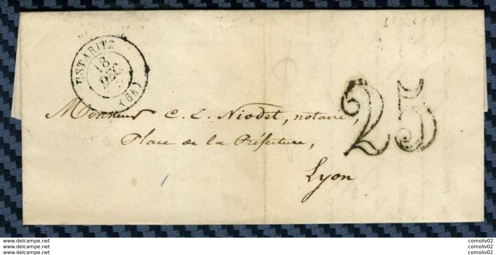 Basses Pyrénées - Ustaritz Pour Lyon. CàD Type 15 + Taxe Tampon 25 - 1801-1848: Precursors XIX