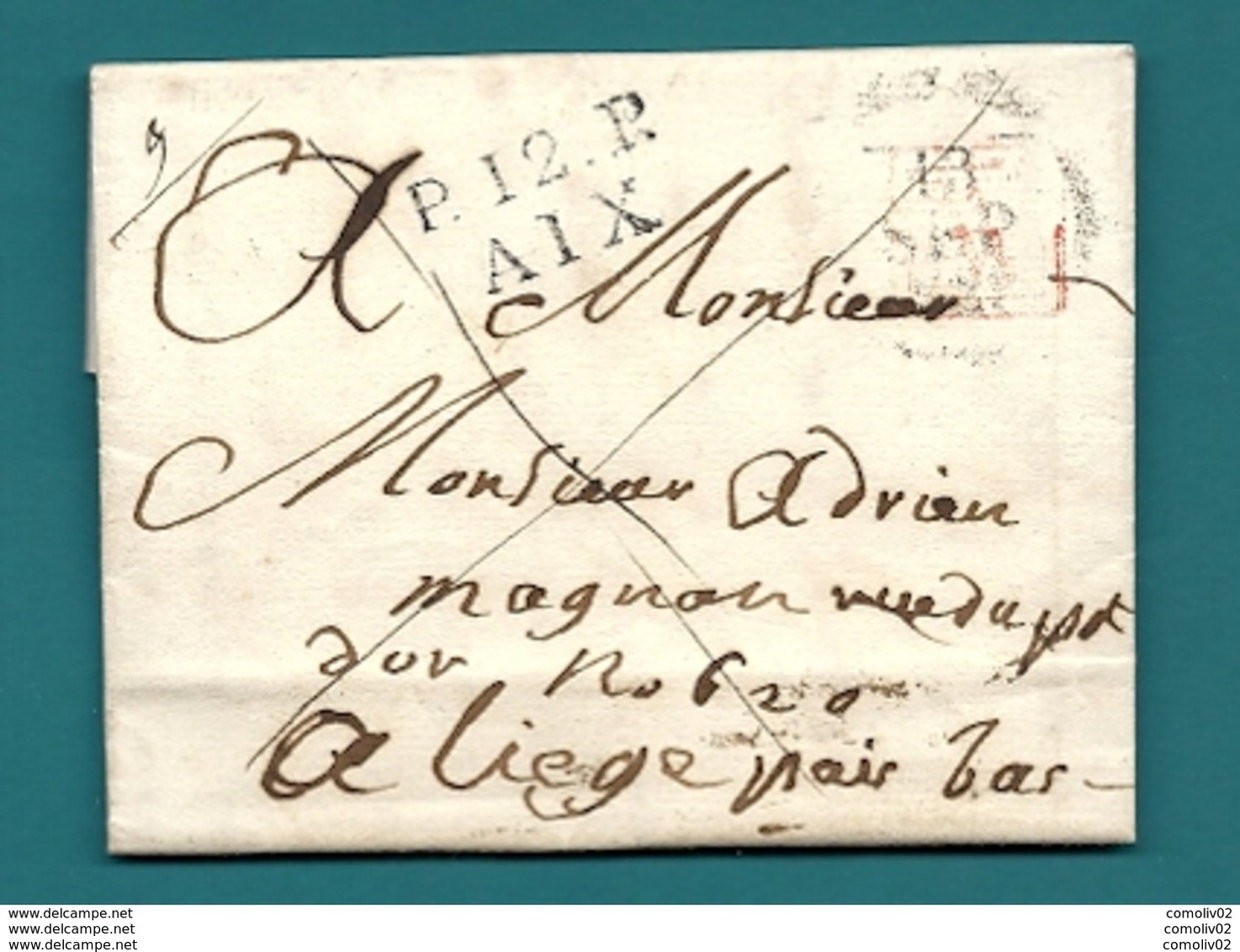 Bouches Du Rhone - Aix Pour Liège (Belgique). Pas Courant - 1801-1848: Précurseurs XIX