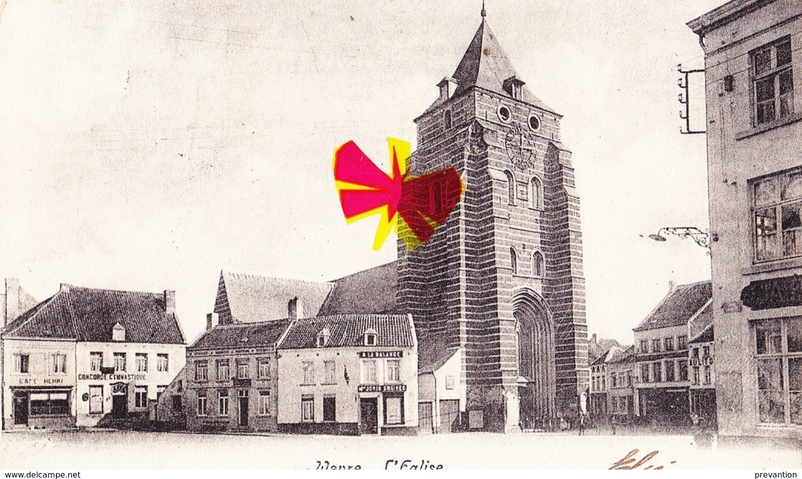 WAVRE - L'Eglise - Avec Ses "Cafés" Autour De L'Eglise, Circulé En 1904 - Wavre